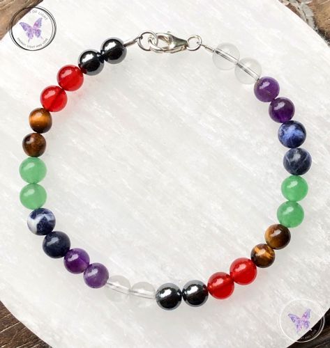 Classical Chakra Bracelet with Silver Clasp